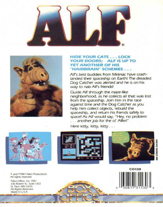 ALF - The First Adventure — box-2D-back (US)