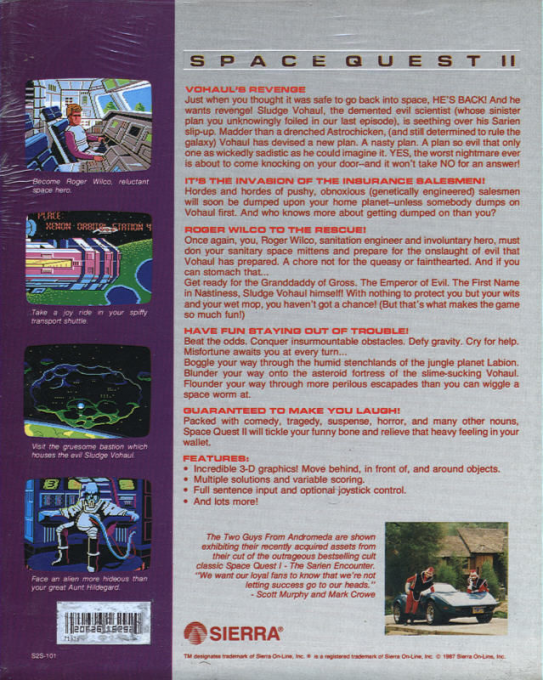 Space Quest 2 - Chapter 2 - Vohaul's Revenge — box-2D-back (US)