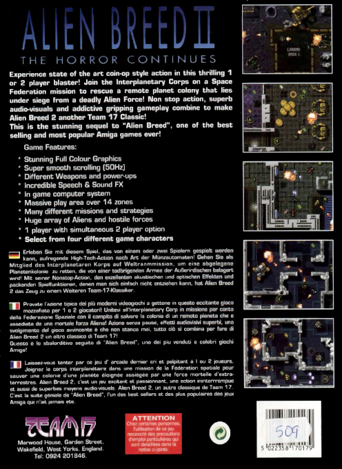 Alien Breed II - The Horror Continues — box-2D-back (EU)