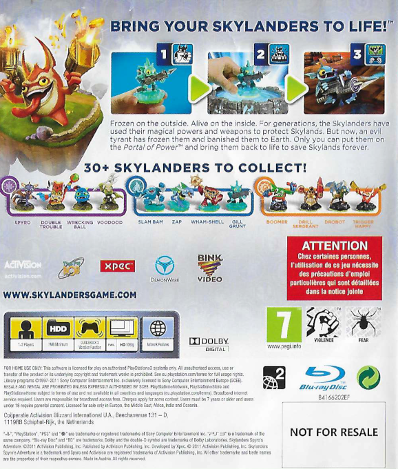 Skylanders - Spyro's Adventure — box-2D-back (EU)