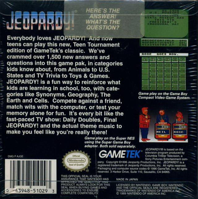 Jeopardy! - Teen Tournament — box-2D-back (US)