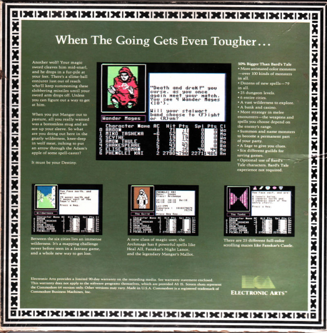 Bard's Tale 2 - The Destiny Knight, The — box-2D-back (US)