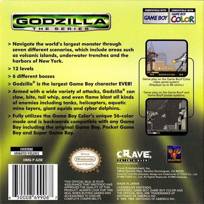 Godzilla : The Series — box-2D-back (US)
