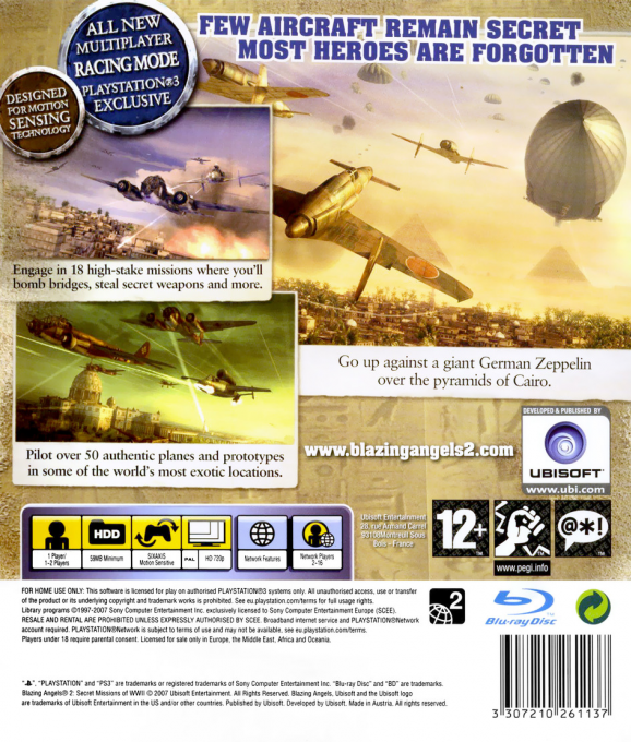Blazing Angels 2 - Secret Missions of WWII — box-2D-back (EU)