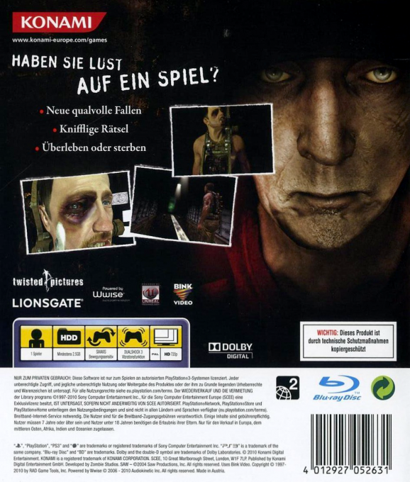 Saw II - Flesh & Blood — box-2D-back (DE)