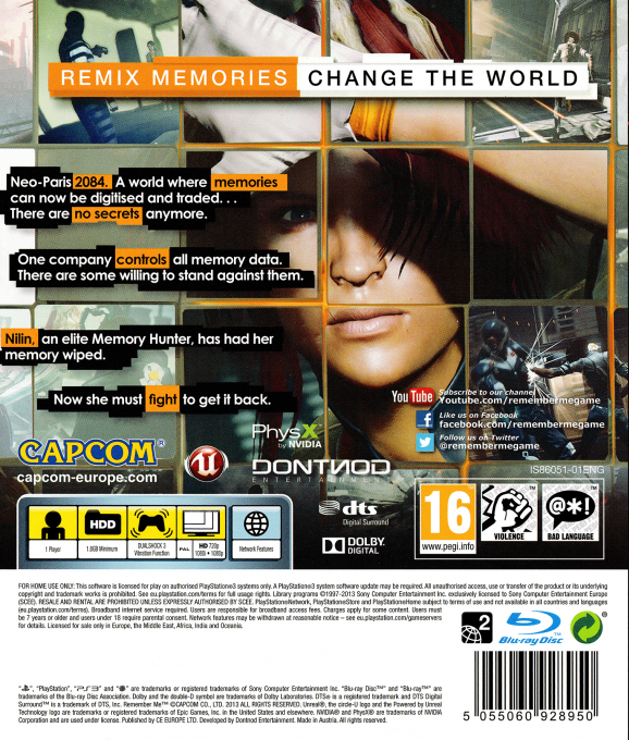 Remember Me — box-2D-back (FR)
