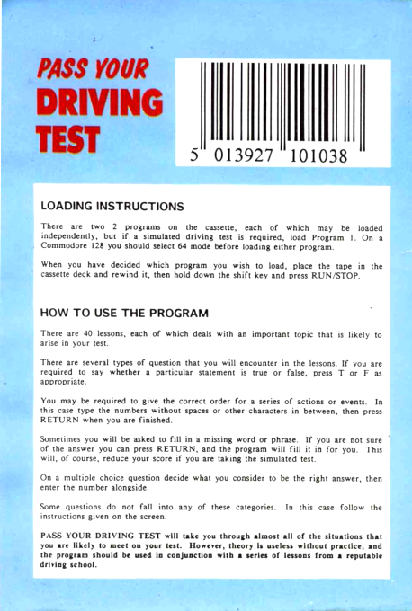 Pass Your Driving Test — box-2D-back (EU)