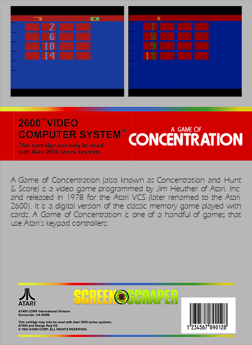 Game of 2600 Concentration, A — box-2D-back (SS)