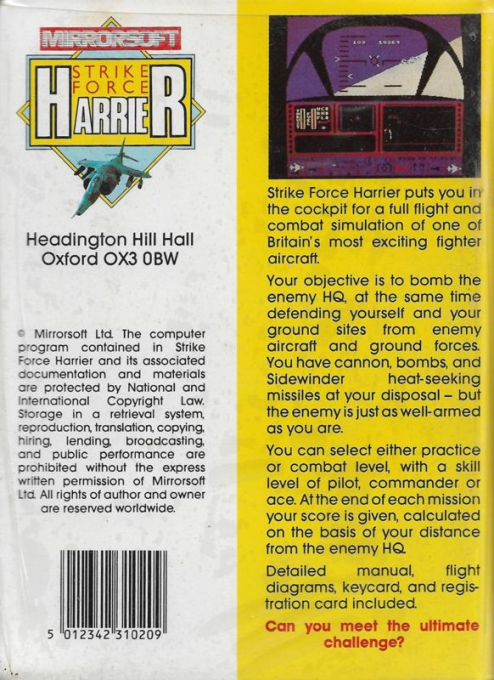 Strike Force Harrier — box-2D-back (EU)