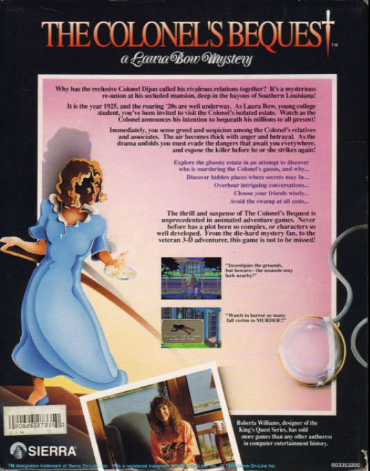 Colonel's Bequest, The — box-2D-back (US)
