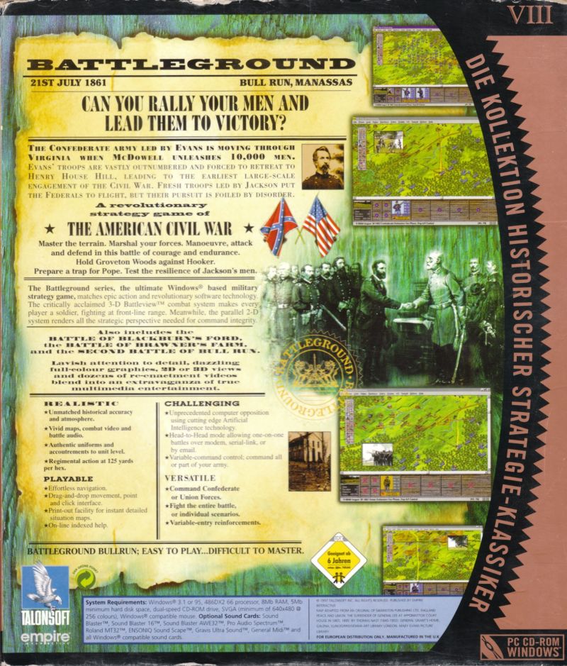 Battleground 7: Bull Run — box-2D-back (DE)