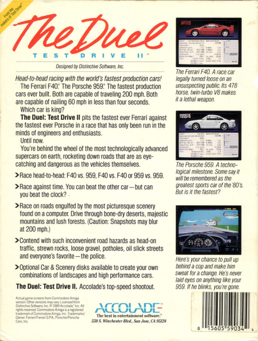 Duel - Test Drive 2, The — box-2D-back (US)