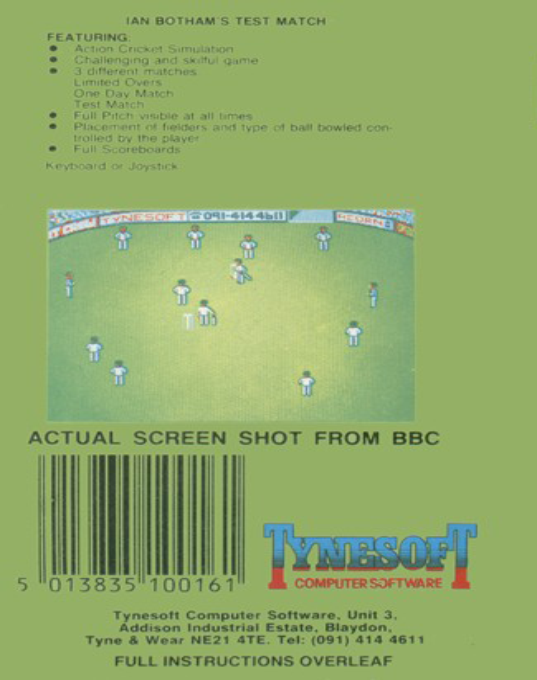 Ian Botham's Test Match — box-2D-back (WOR)