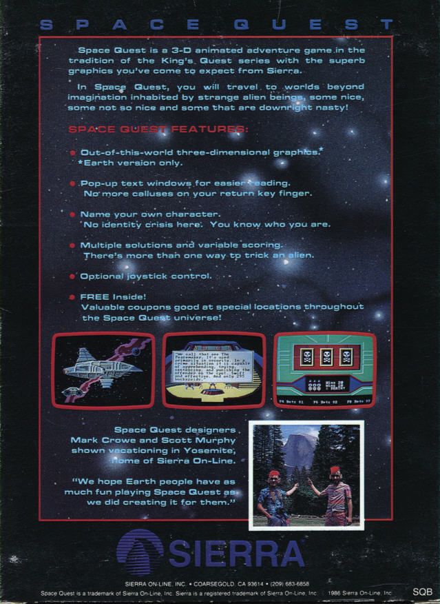 Space Quest - The Sarien Encounter — box-2D-back (US)