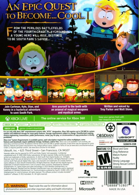 South Park - Der Stab der Wahrheit — box-2D-back (US)