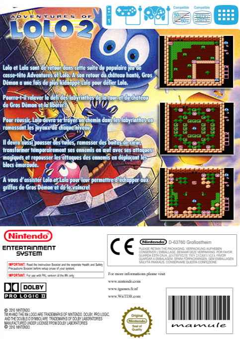 Adventures Of Lolo 2 — box-2D-back (FR)