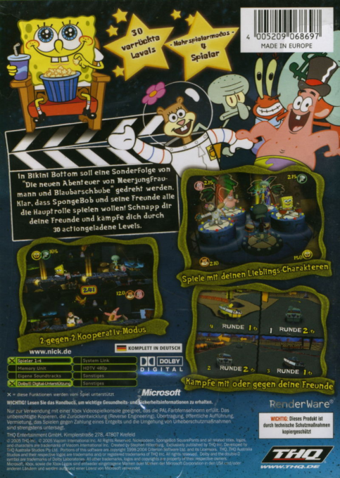 Nickelodeon SpongeBob SquarePants - Lights, Camera, Pants! — box-2D-back (DE)