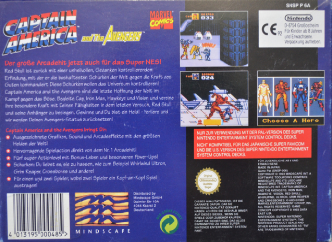 Captain America And The Avengers — box-2D-back (DE)