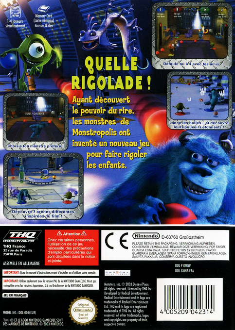 Disney-Pixar Monsters, Inc. - Scream Arena — box-2D-back (FR)
