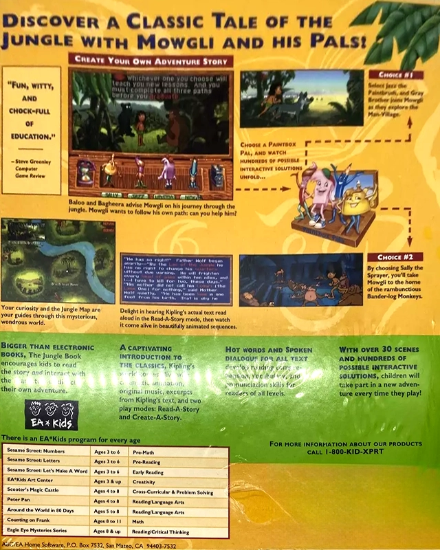 Rudyard Kipling's The Jungle Book — box-2D-back (US)