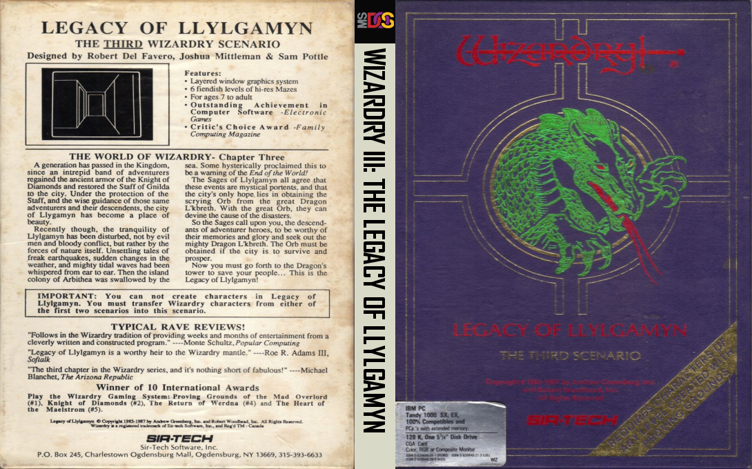Wizardry - Legacy of Llylgamyn - The Third Scenario — box-texture (US)