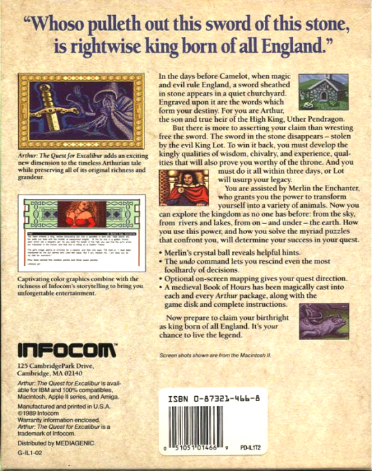 Arthur - The Quest For Excalibur — box-2D-back (US)