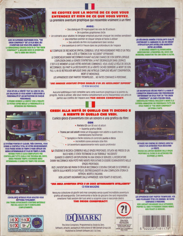 Orion Conspiracy, The — box-2D-back (FR)
