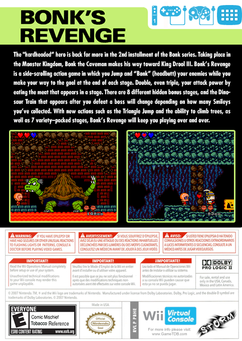 Bonk's Revenge — box-2D-back (US)