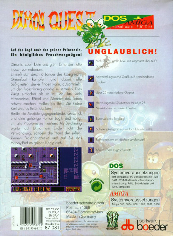 Dimo's Quest — box-2D-back (DE)