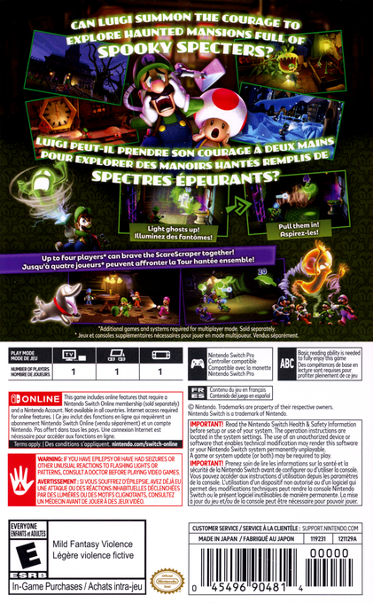 Luigi's Mansion 2 HD — box-2D-back (CA)