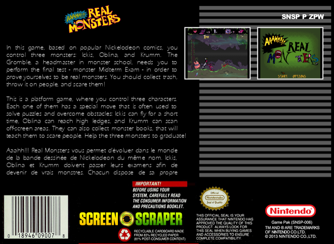 Aaahh!!! Real Monsters — box-2D-back (SS)