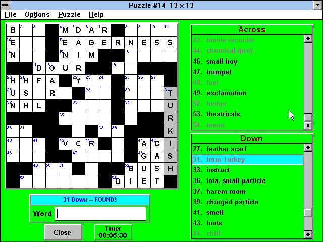 Crosswords & More for Windows — ss (WOR)