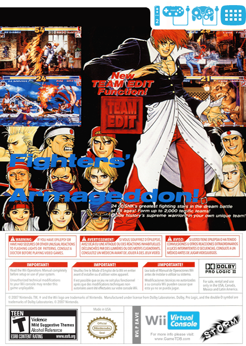 The King of Fighters '95 — box-2D-back (US)