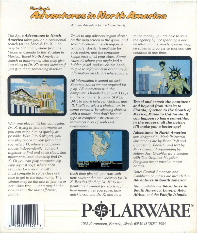 The Spy's Adventures in North America — box-2D-back (US)