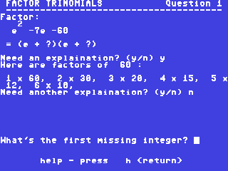 Factor Trinomials I — ss (WOR)