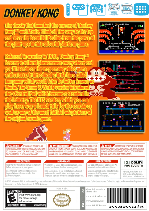 Donkey Kong — box-2D-back (US)
