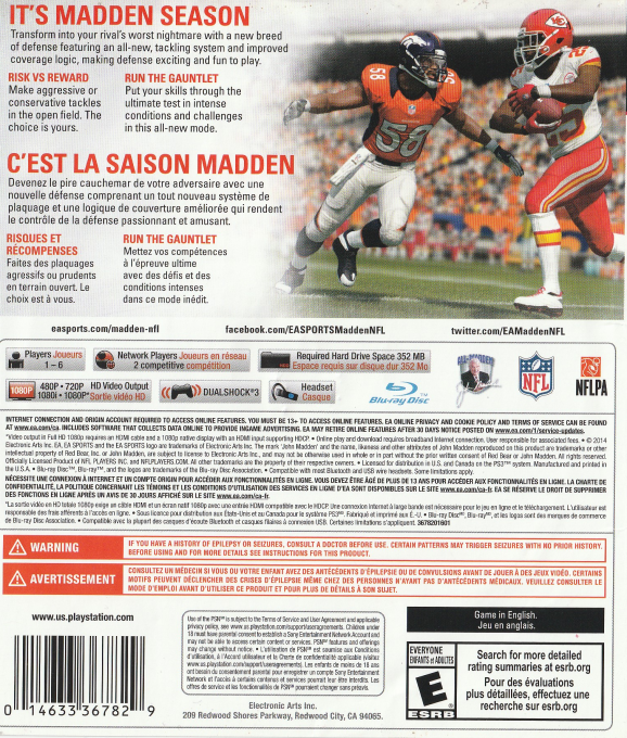 Madden NFL 15 — box-2D-back (CA)