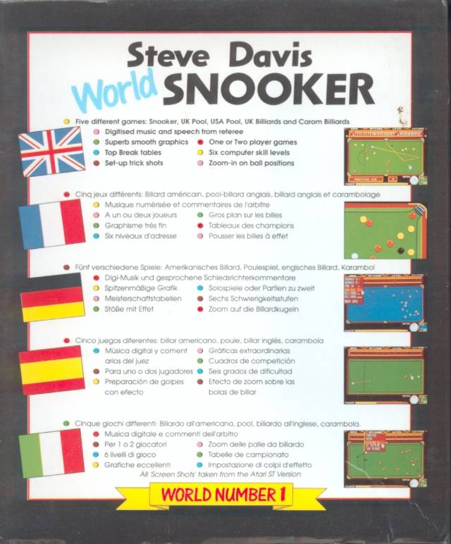 Steve Davis World Snooker — box-2D-back (WOR)