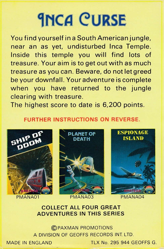 Inca Curse — box-2D-back (EU)