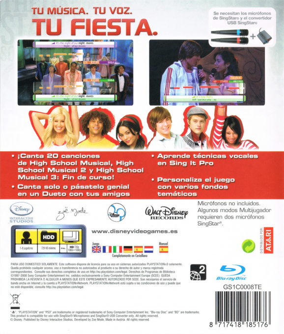 Disney Sing It - High School Musical 3 - Senior Year — box-2D-back (SP)