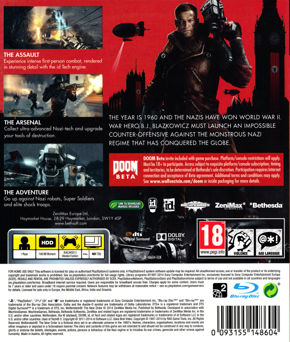 Wolfenstein - The New Order — box-2D-back (EU)