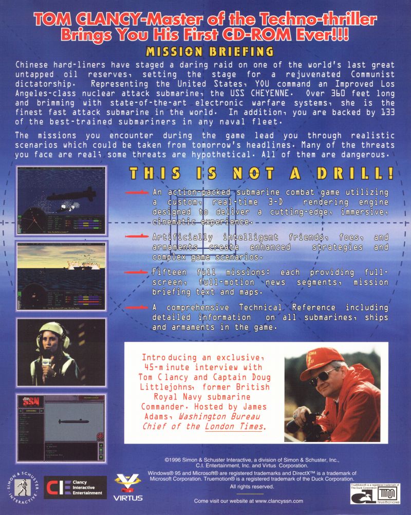 Tom Clancy's SSN — box-2D-back (US)