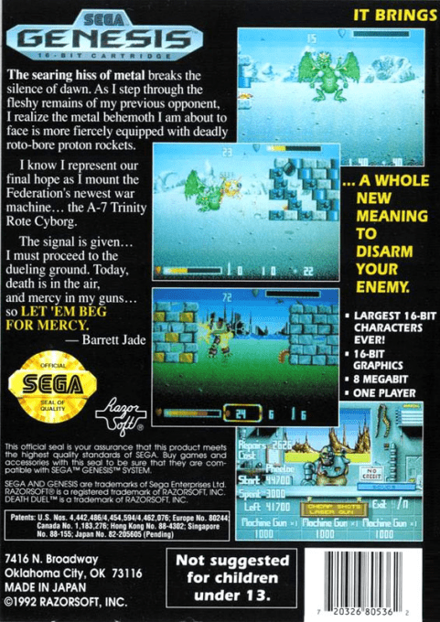 Death Duel — box-2D-back (US)