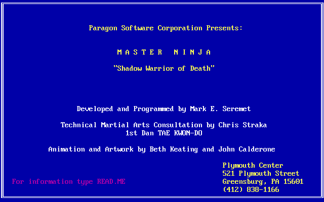 Master Ninja - Shadow Warrior Of Death — sstitle (US)