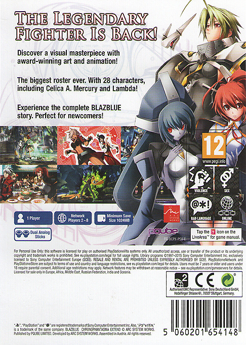 BlazBlue - Chronophantasma Extend — box-2D-back (EU)