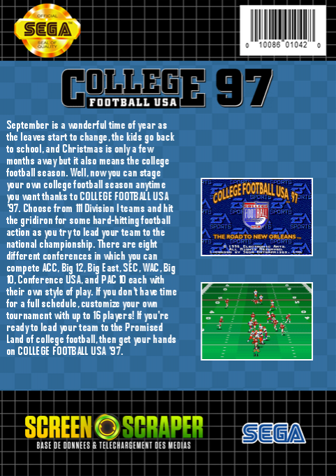 College Football Usa 97 — box-2D-back (SS)