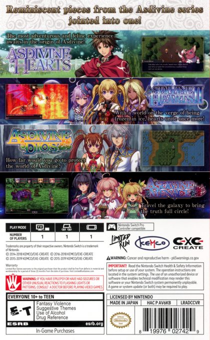 Asdivine Collection — box-2D-back (US)