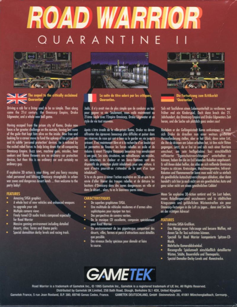 Quarantine 2 - Road Warrior — box-2D-back (US)