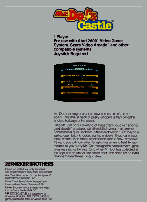 Mr. Do!'s Castle — box-2D-back (CA)