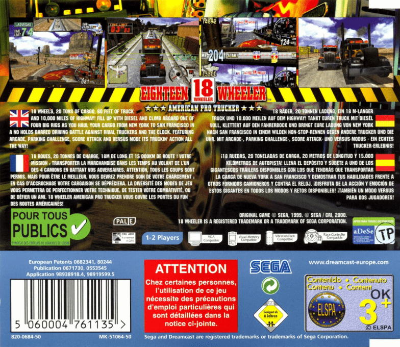 18 Wheeler - American Pro Trucker — box-2D-back (EU)